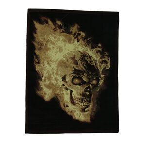 Black Flaming Evil Skull 5 X 7 inch Area Rug with Red Border
